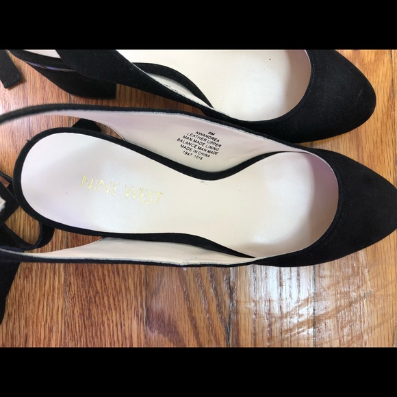 Black Suede Heels with Wrap-Around Ties - Picture 3 of 5